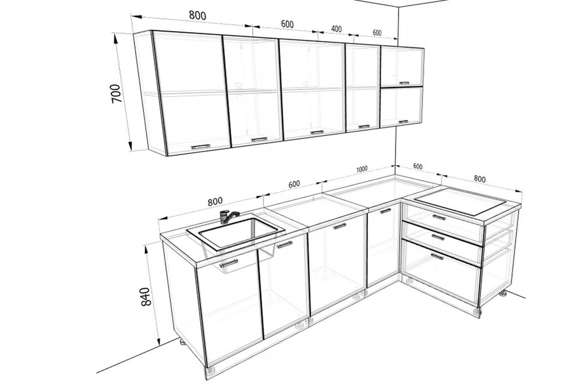 стандартная высота нижних кухонных шкафов со столешницей от пола