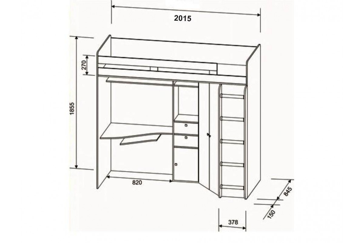 детская кровать чердак со столом и шкафом сборка