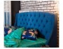 Мягкая кровать "Stefani" 1600 синяя с подъемным механи распродажа