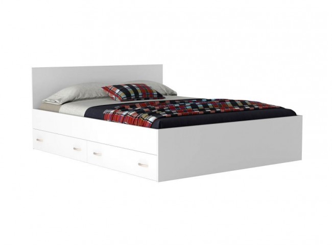 Двуспальная белая кровать "Виктория" 1600 с выдвижными фото
