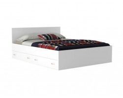 Двуспальная белая кровать "Виктория" 1600 с выдвижными фото