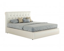 Белая двуспальная кровать "Амели" 1400 с мягкой спинко фото