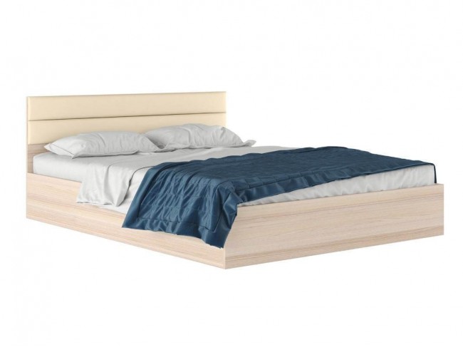 Двуспальная кровать "Виктория МБ" 1600 дуб с мягким фото