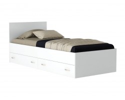 Односпальная кровать "Виктория" 900 с ящиками белая фото