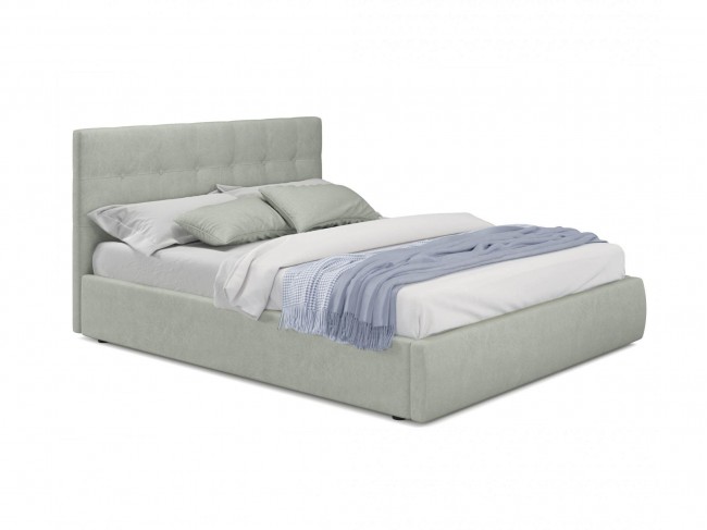 Мягкая кровать Selesta 1800 кожа серый с подъемным механизмом фото
