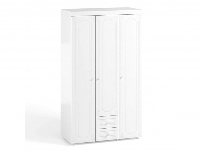Шкаф 3-х дверный с ящиками Афина АФ-56 белое дерево фото