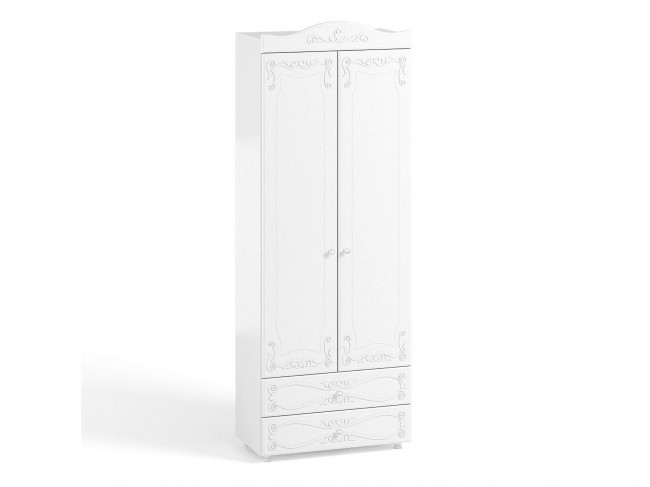Шкаф 2-х дверный с ящиками (гл.410) Италия ИТ-44 белое дерево фото