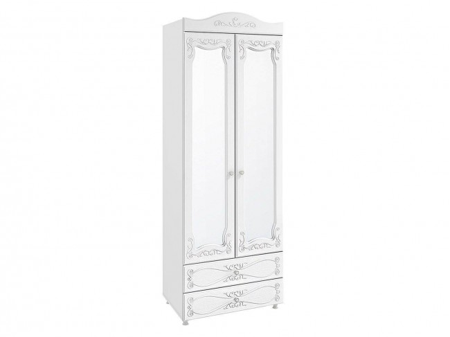 Шкаф 2-х дверный с зеркалами и ящиками (гл.410) Италия ИТ-45 бел фото