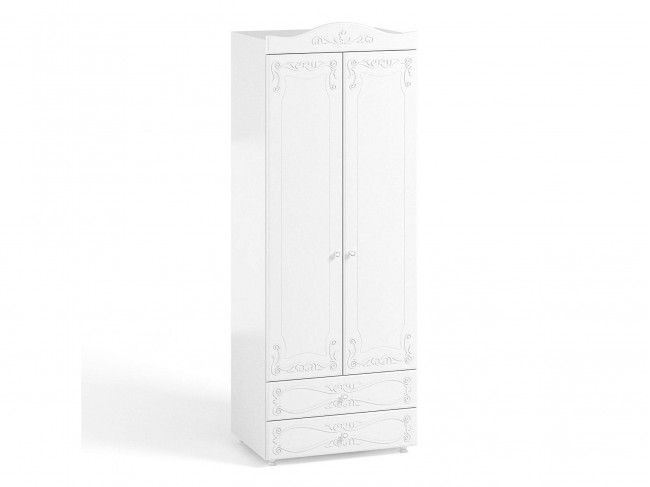 Шкаф 2-х дверный с ящиками (гл.560) Италия ИТ-49 белое дерево фото