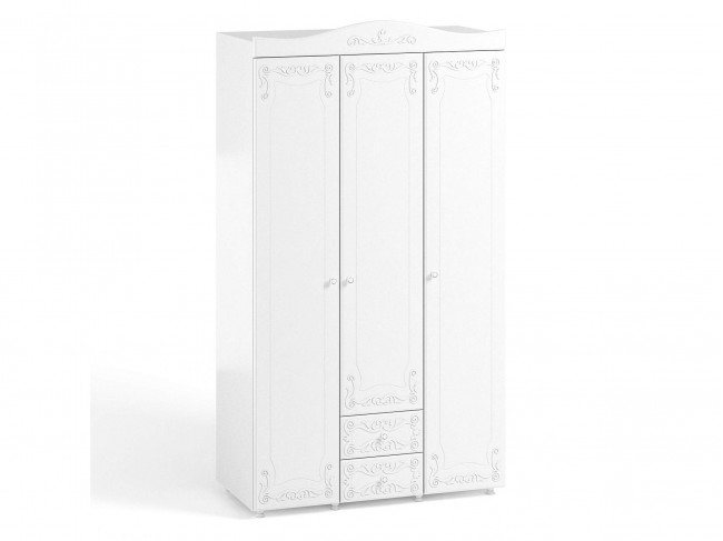 Шкаф 3-х дверный с ящиками Италия ИТ-56 белое дерево фото