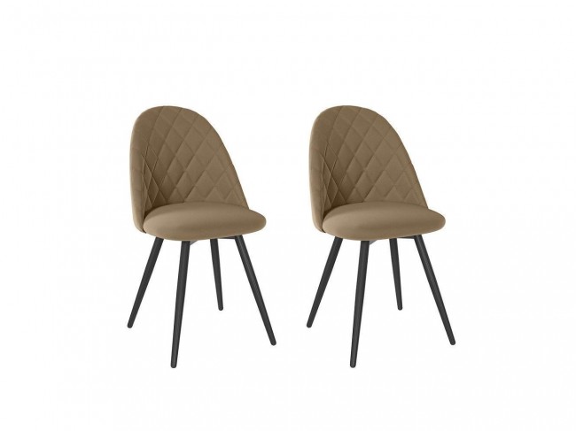 Комплект стульев Диор (2 шт), черный велюр бежевый фото