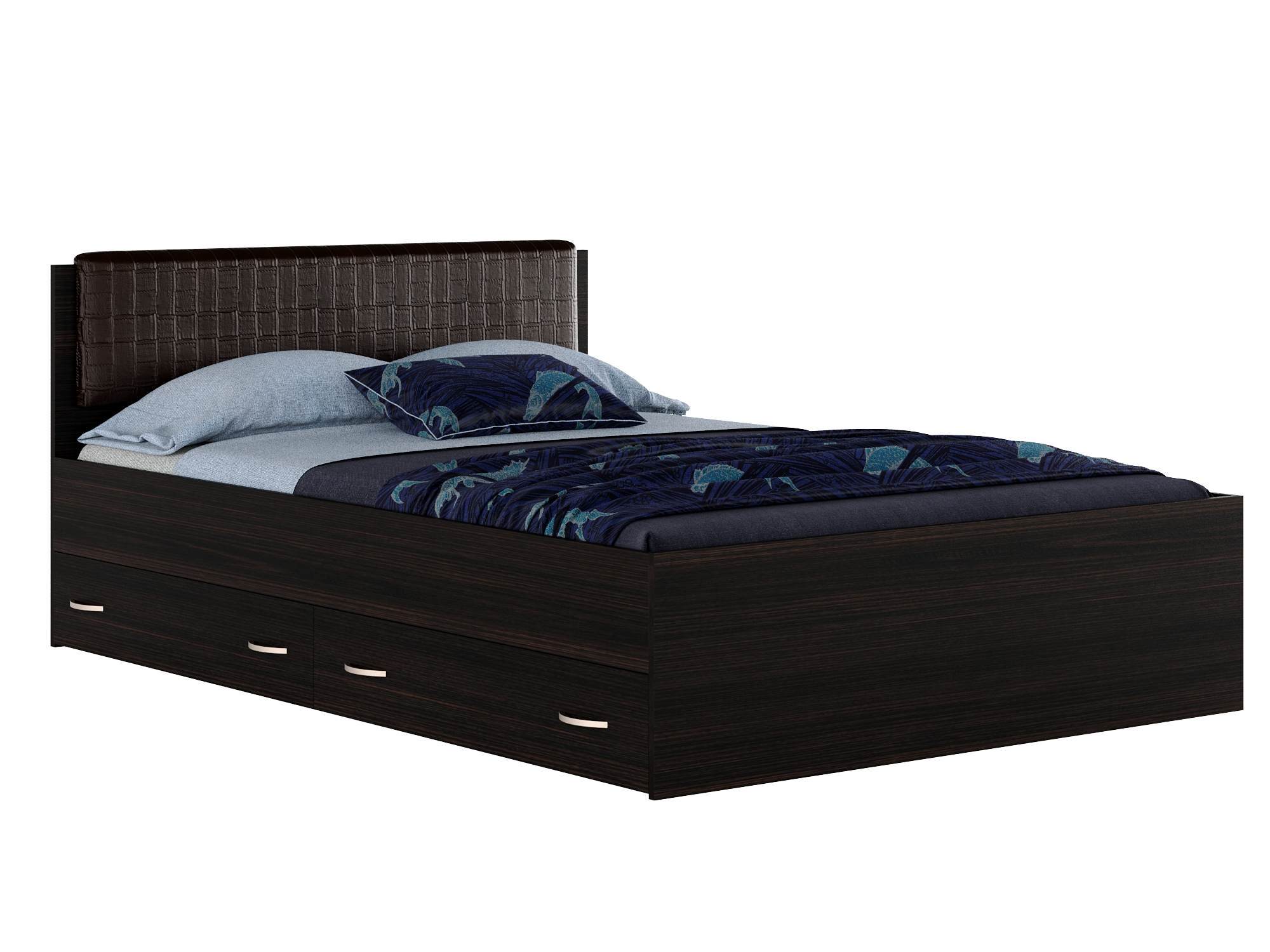 Кровать полутораспальная Виктория 120.1 120 х 200 см с ящиками венге