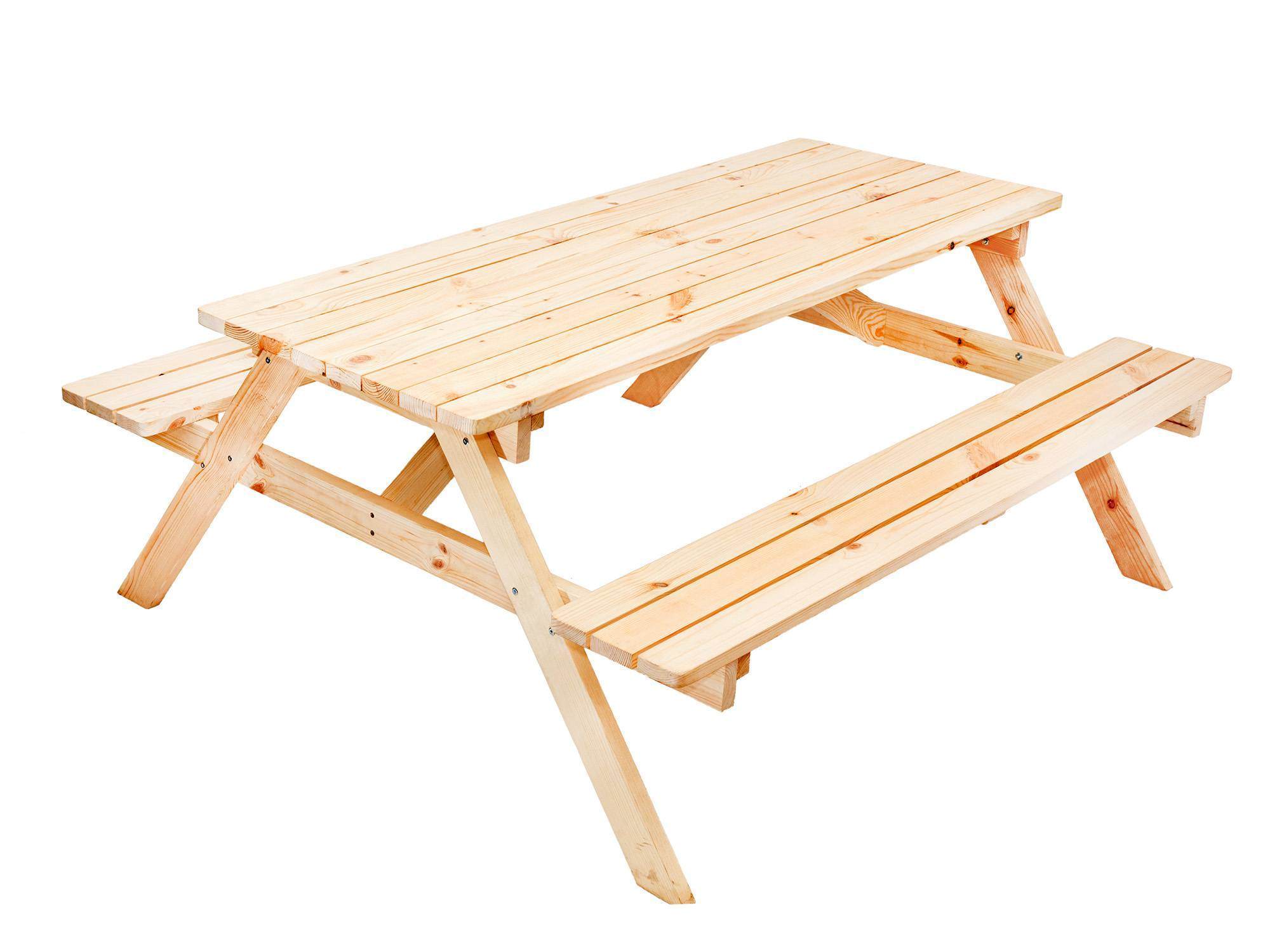 садовый столик со скамейками из дерева